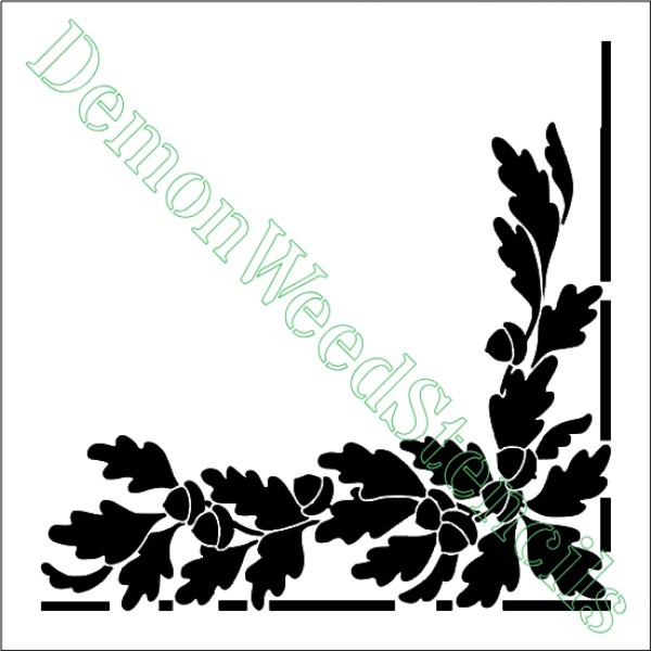 12"x12" Clear Plastic Stencil - Fall Acorn Corner (MB147) (.007")
