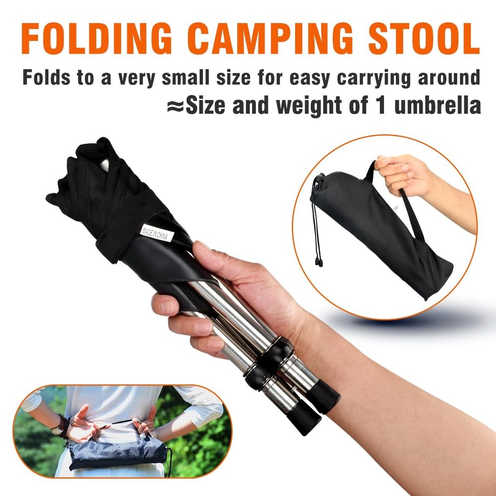 ® Ultra-Light Camping Stool - 1-Second Quick Setup, Adjustable Height & Folda...