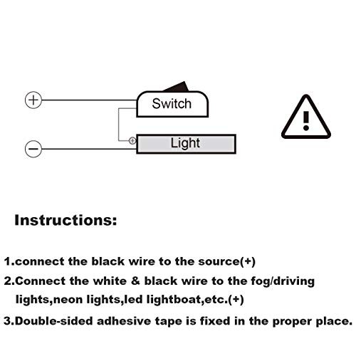 Universal Rocker Switch, Car DIY Switch Paste Type Rocker Switch ON/Off2V DC, 1