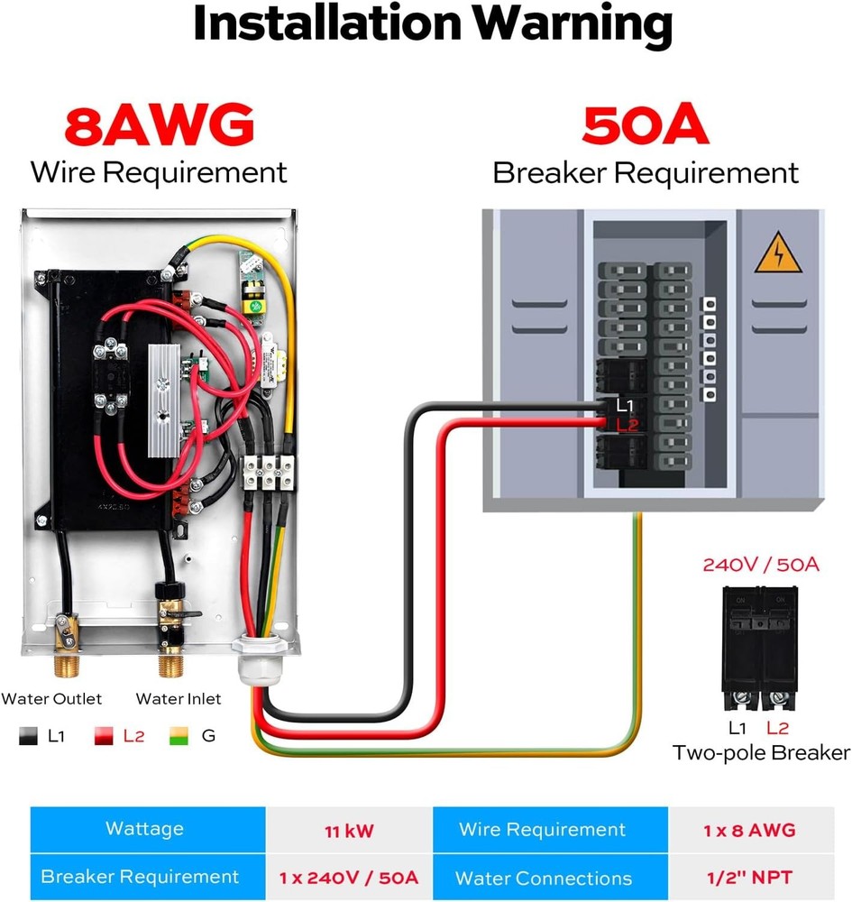 【90% NEW】11/14/18kW Instant Hot Tankless Water Heater Electric Boiler for Shower