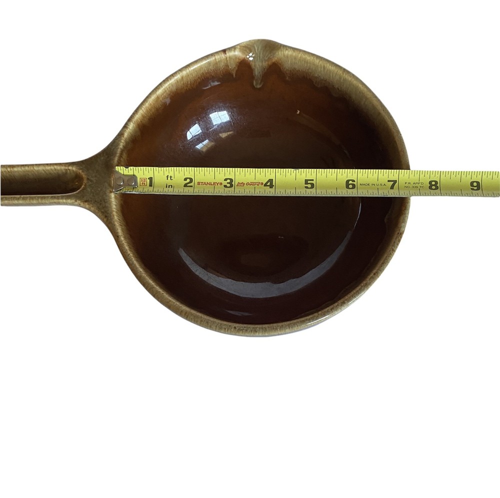 Rubel Brown Drip Glaze Handled Rustic Stoneware Pour Spout Serving Dish 2013