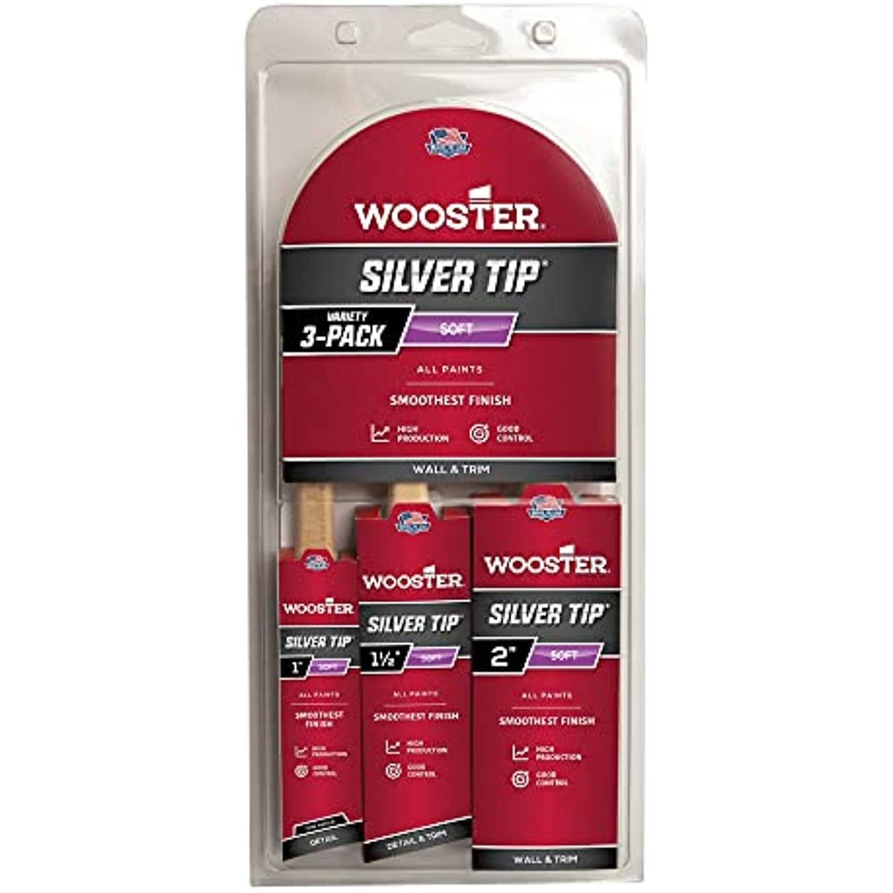 Wooster Brush 5229 Silver Tip Variety 3 Pack