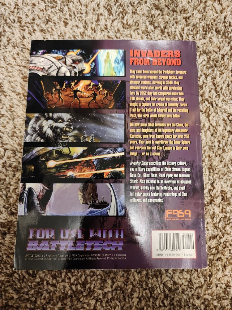 BattleTech FASA 1645 Invading Clans Sourcebook FAIR+