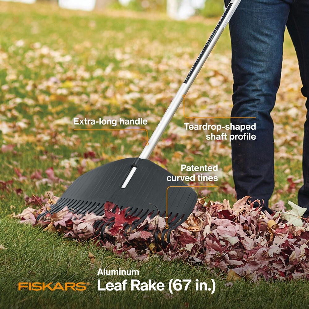 Fiskars Poly Leaf Rake, Leaf Rake, 67" Length