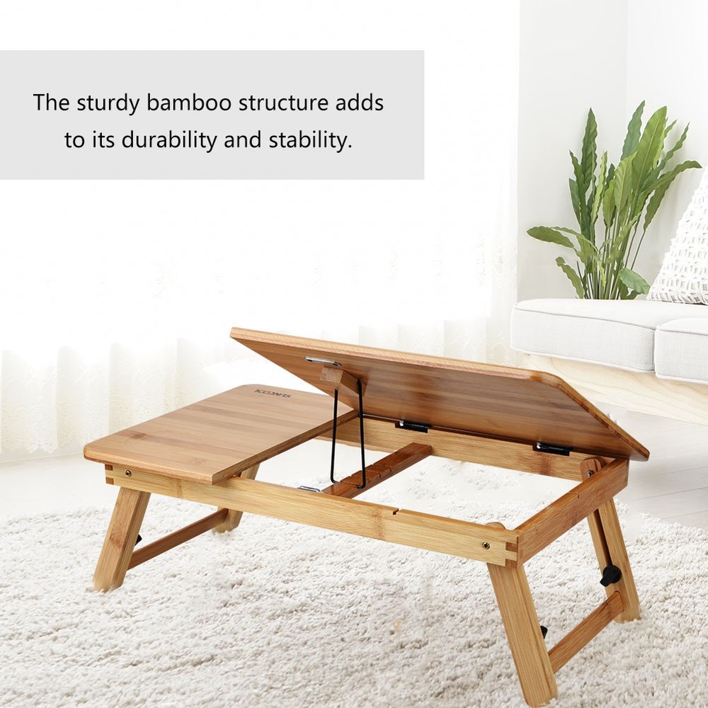 Sturdy Carbonized Bamboo Notebook Desk Height Foldable Laptop Cooling