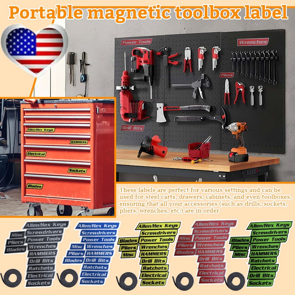 12Pack Magnetic Toolbox Labels, 3D Printed Toolbox Drawer Tags Magnetic Tool CW