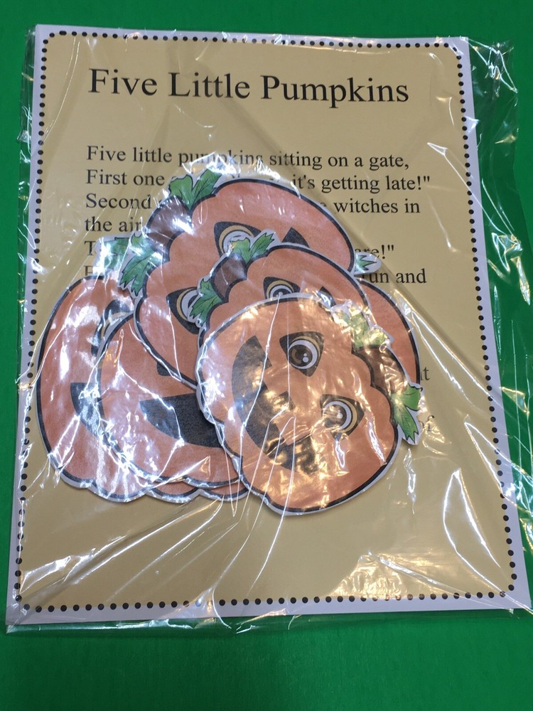 Five Little Pumpkins Flannel Board Set  -  Laminated Activity Set - Teaching