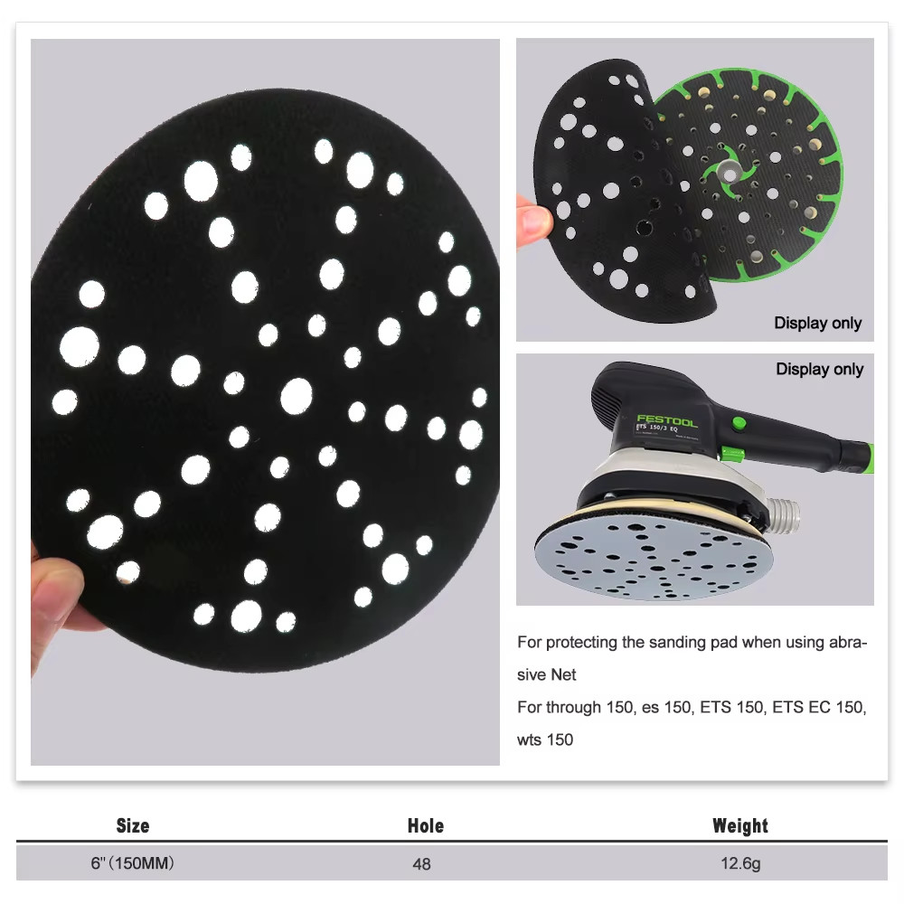 2 Pc 6" 150Mm Interface Pad Protection Disc Hook and Loop 48 Holes for Festool S