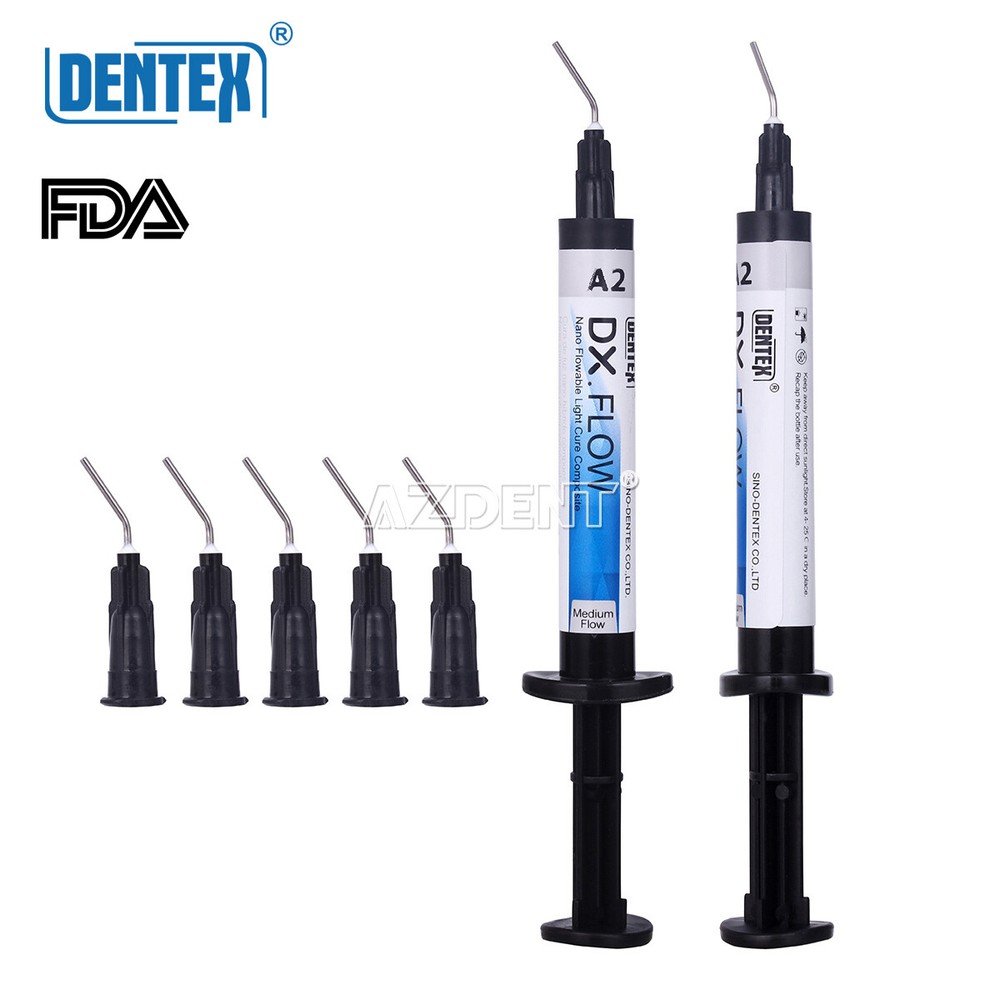 Dentex Dental Flowable Light Cure Composite Resin Medium Flow A2 3g/Syringe