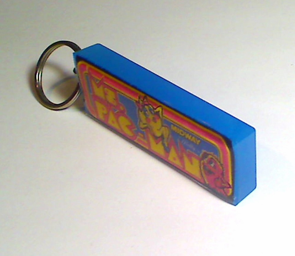 Ms.Pac-Man Arcade Marquee Coin Door accessory Keychain