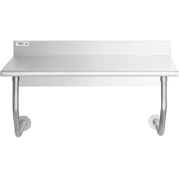 30"W x 48"L Stainless Steel Restaurant Wall Mounted Work Table With Backsplash