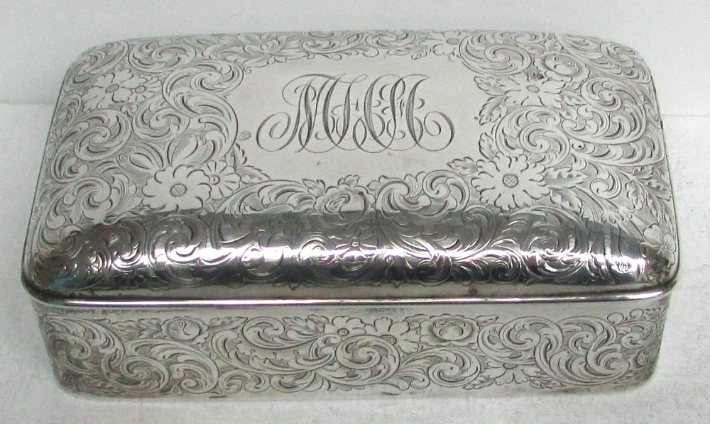 CIRCA 1880's GORHAM HAND CHASED STERLING SILVER SOAP BOX