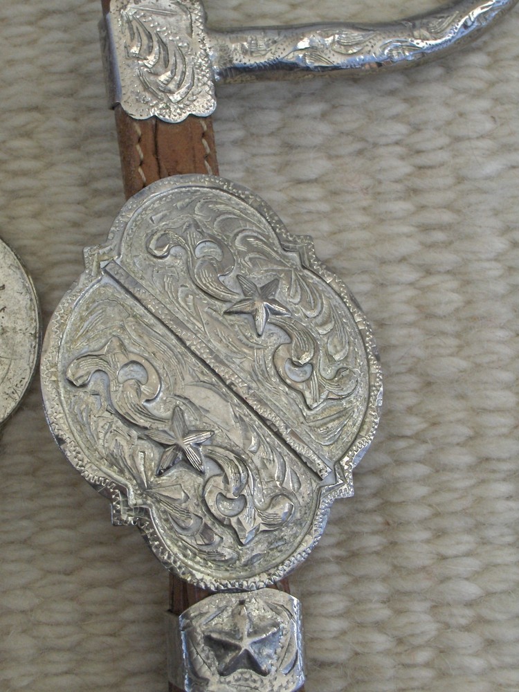 WESTERN TOOLED LEATHER Headstall/Bridle with SILVER