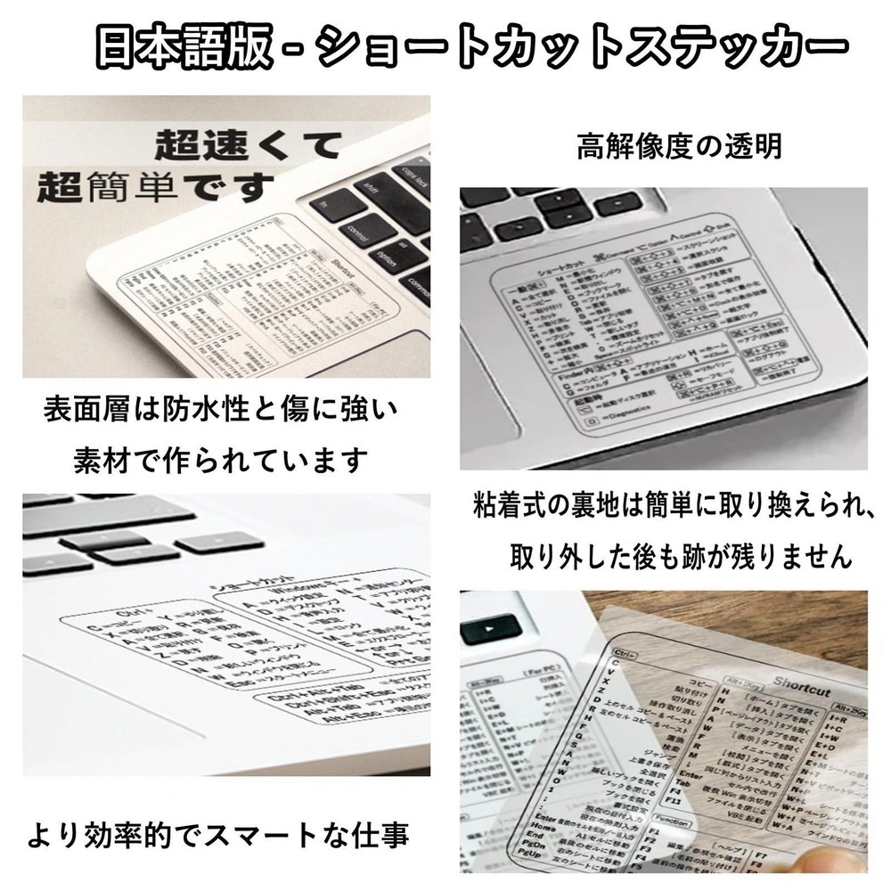 Laptop Shortcuts Stickers Adhesive Waterproof Quick Reference Guide