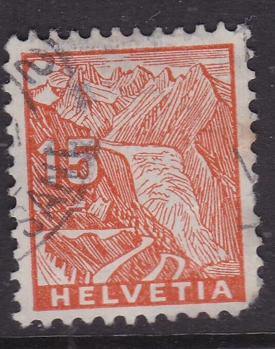 Switzerland 1934 Grimsel Pass 15c Fine Used SG 353 Corner perf missing