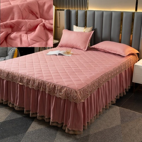 Quilted Bed Sheets Lace Bed Skirt Solid Color Bedspread Home Bedsheets Bed Cover