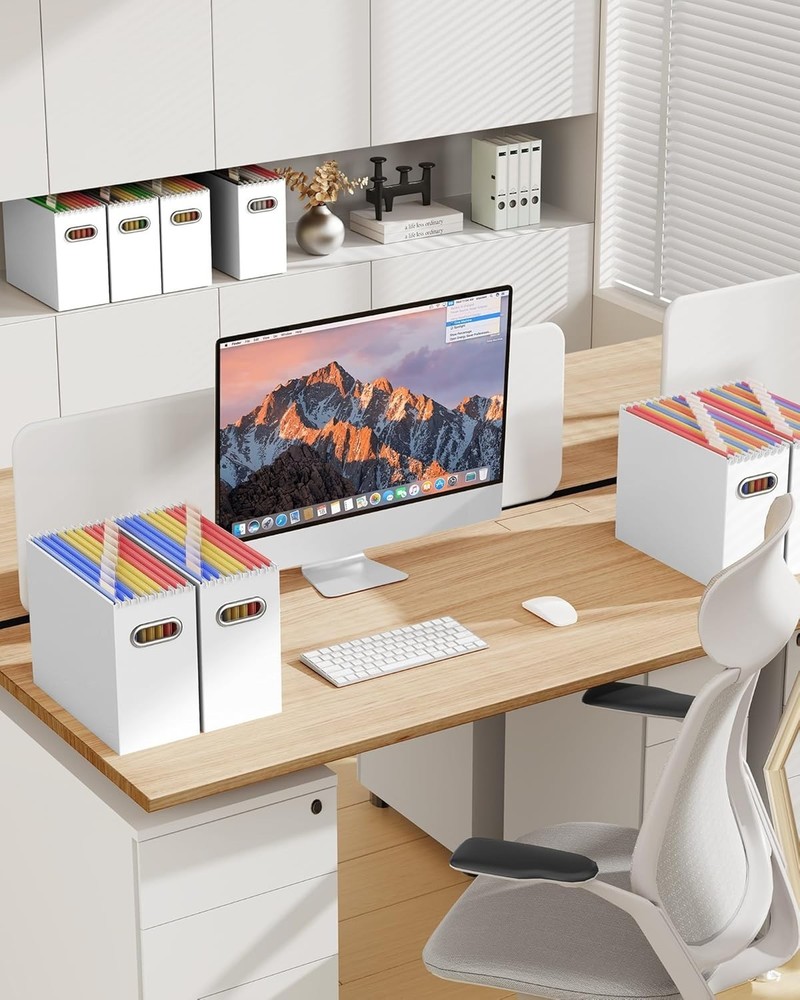 Versatile 2-Pack File Organizer Boxes for Letter Size Folders - Modern Design