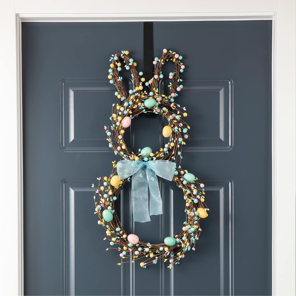 Vibrant 24.5” Easter Bunny Wreath with Eggs for Festive Spring Decor