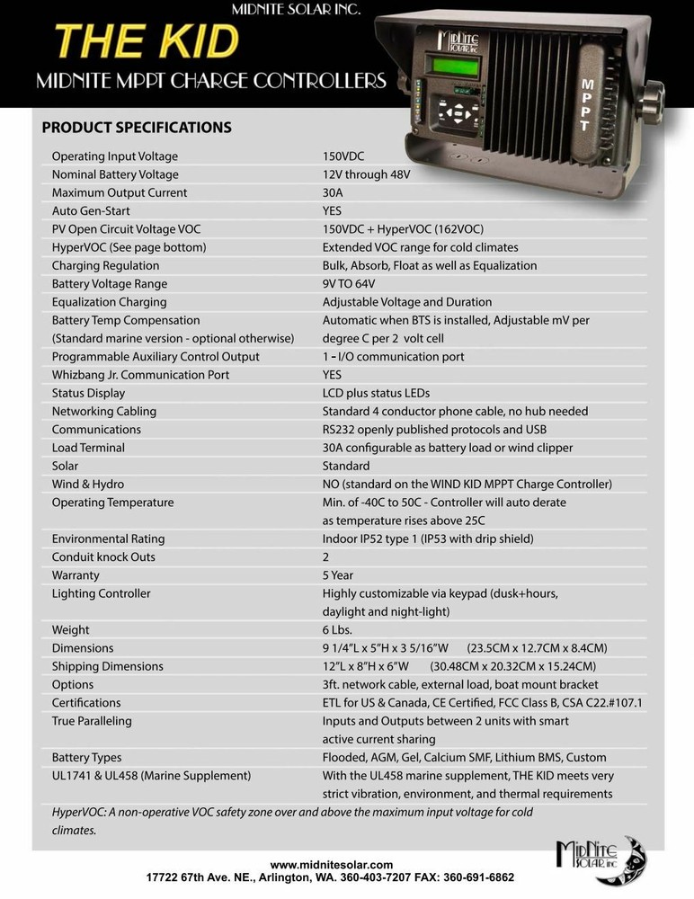 MidNite Solar MNKIDBASIC KIT Charge Controller Kit
