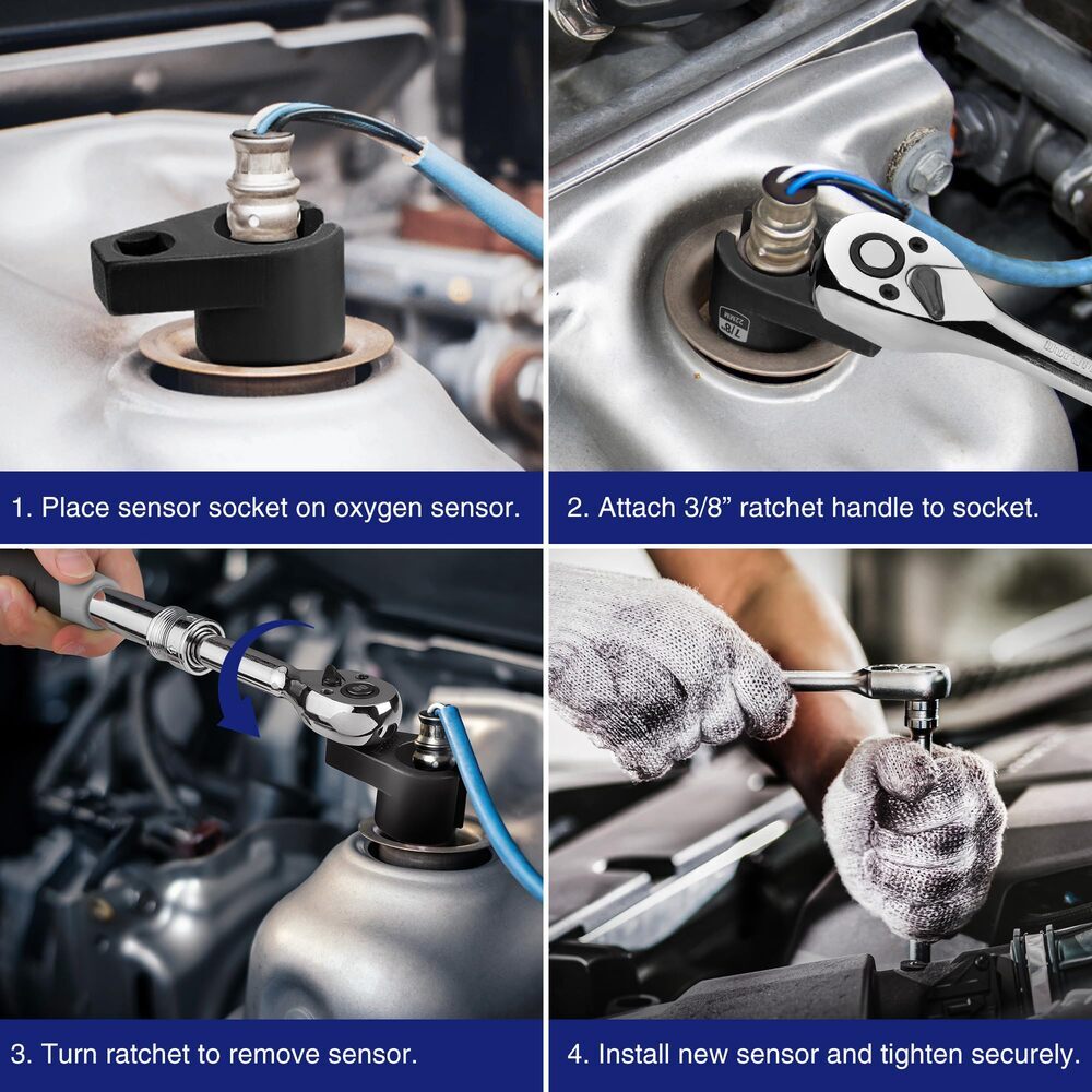 WORKPRO O2 Offset Oxygen Sensor Socket 3/8" Drivex 7/8" 22mm Removal Tool Wrench