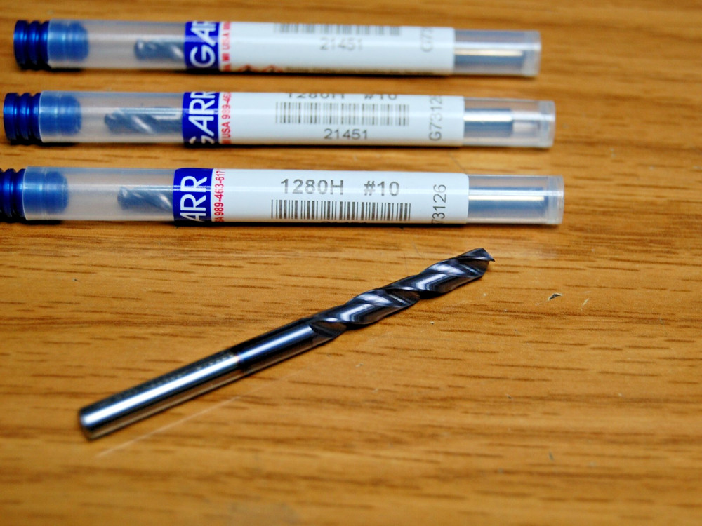 DRILL .1935" (#10) 2 FLUTE SOLID CARBIDE COATED GARR# 21451