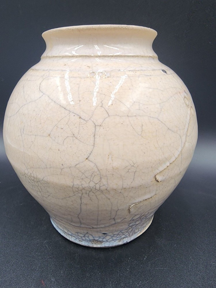 Studio Art Pottery Vase 6 3/4” Tall Signed Crackled