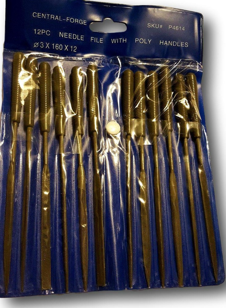 12 Piece Precision Needle File Set Assorted Shaped Poly Handles