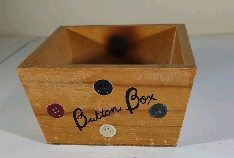 Sewing Button Box: Small Wood Box with side Handles