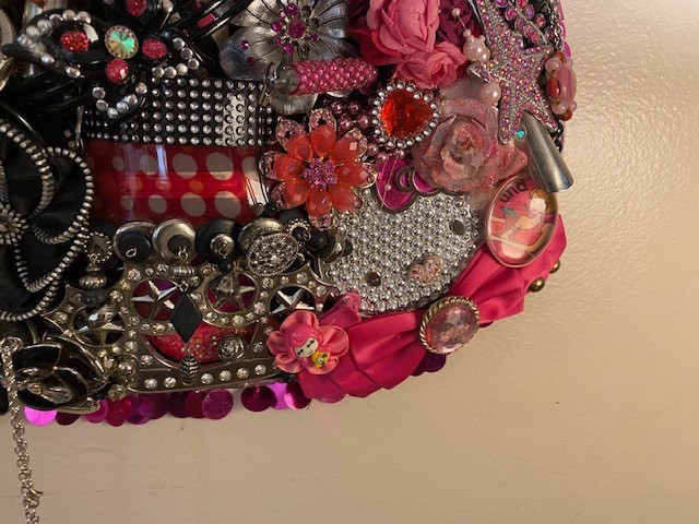 Funky Guitar Wall Art- 'Hello Kitty"- Handmade