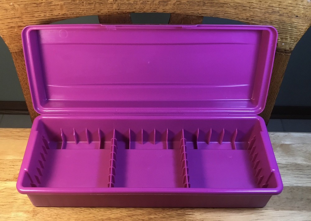 ALPHA Cassette Plastic Storage Case~ Stackable ~Holds 15 Tapes ~Purple/Fuchsia