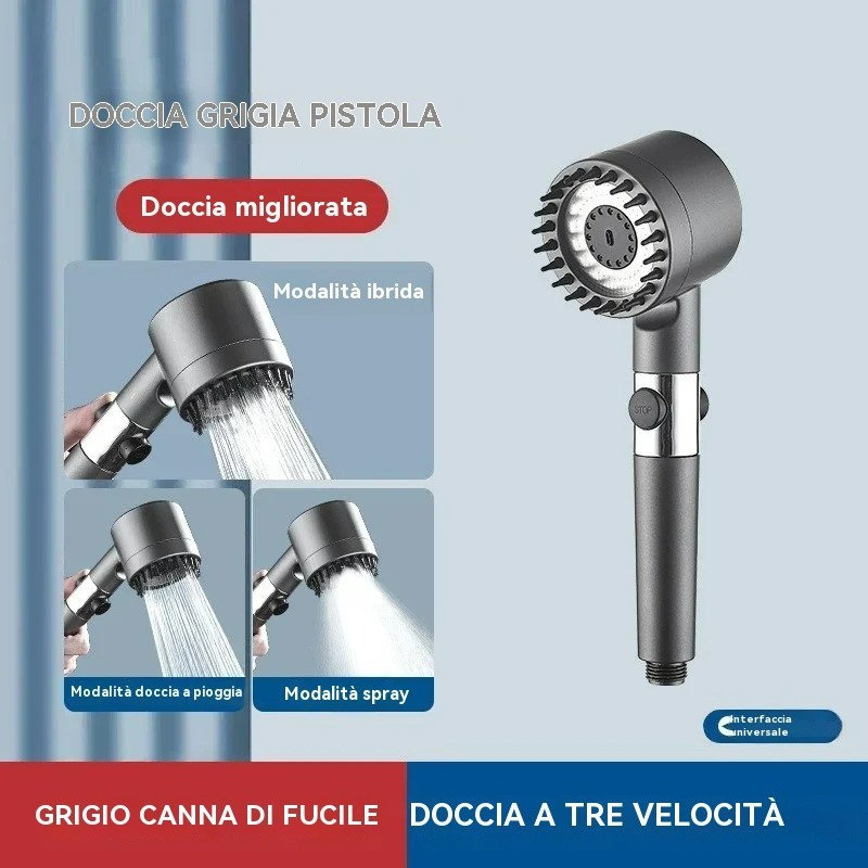 Shower Head with High Pressure Filter and Spray Adjustable in 3 Modes
