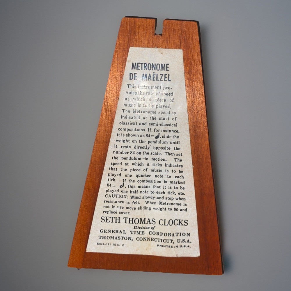 Vintage Seth Thomas Metronome #7 Reddish Brown