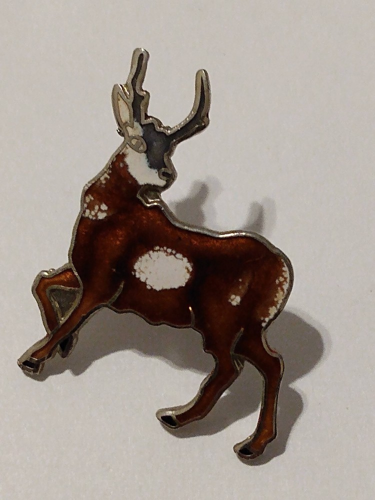 Deer Figure Brown White Lapel Pin