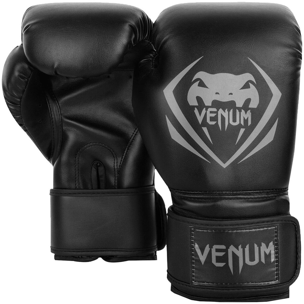 Venum Contender Hook and Loop Training Boxing Gloves - Black/Gray