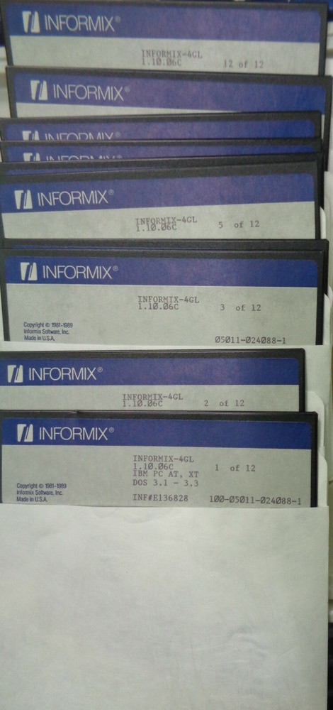 Informix-4GL Database 1989, Version 1.10 - IBM PC, AT - DOS 3.1 - Mint.