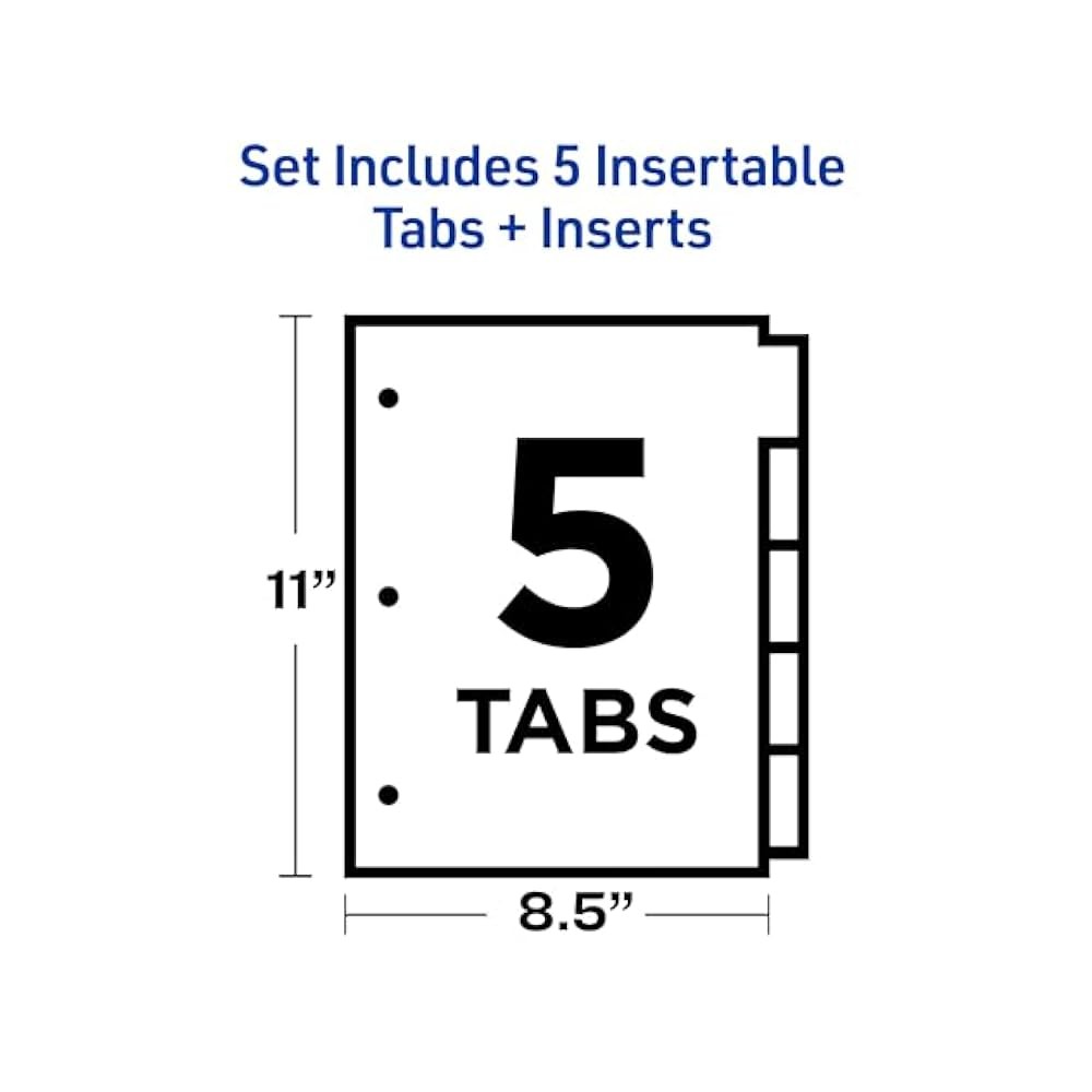 Clear 5-Tab Binder Organizers, 1.5x Writing Space