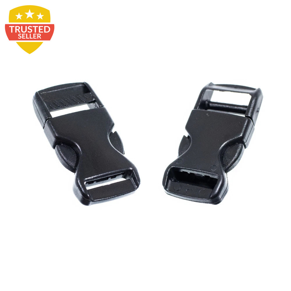 5 Pack Plastic Buckle Backpack Straps Webbing Black 1" or 3/4" Adjustable