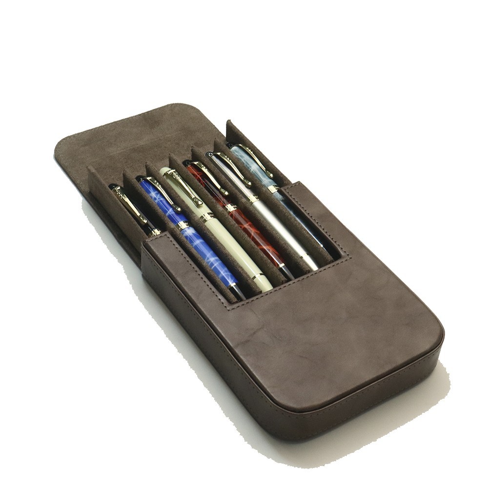 Fountain Pen Case 6 Slots Leather Organizer Storage Box Collection Display Tray