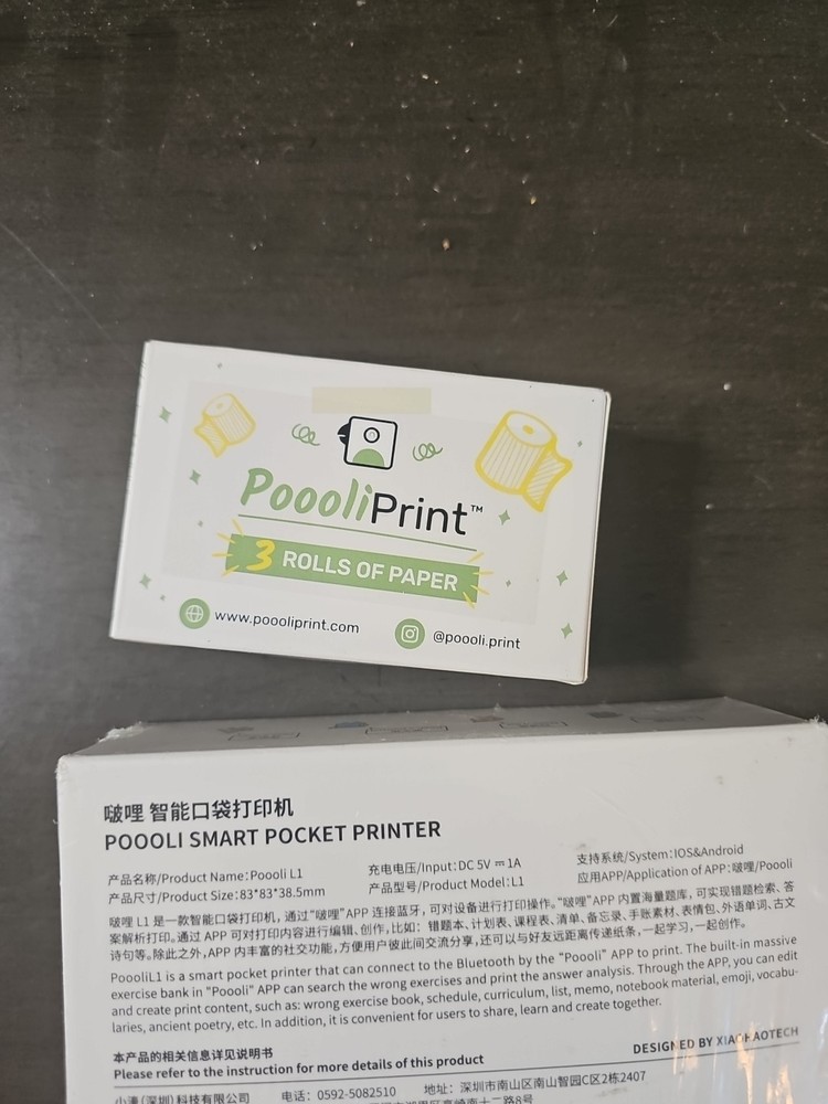 Poooli Smart Pocket Printer IOS Android/iOS w Bluetooth New +paper