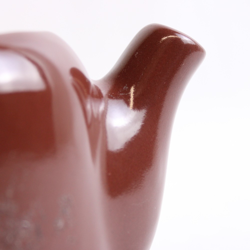 Unbranded Small Glossy Brown Teapot with Lid