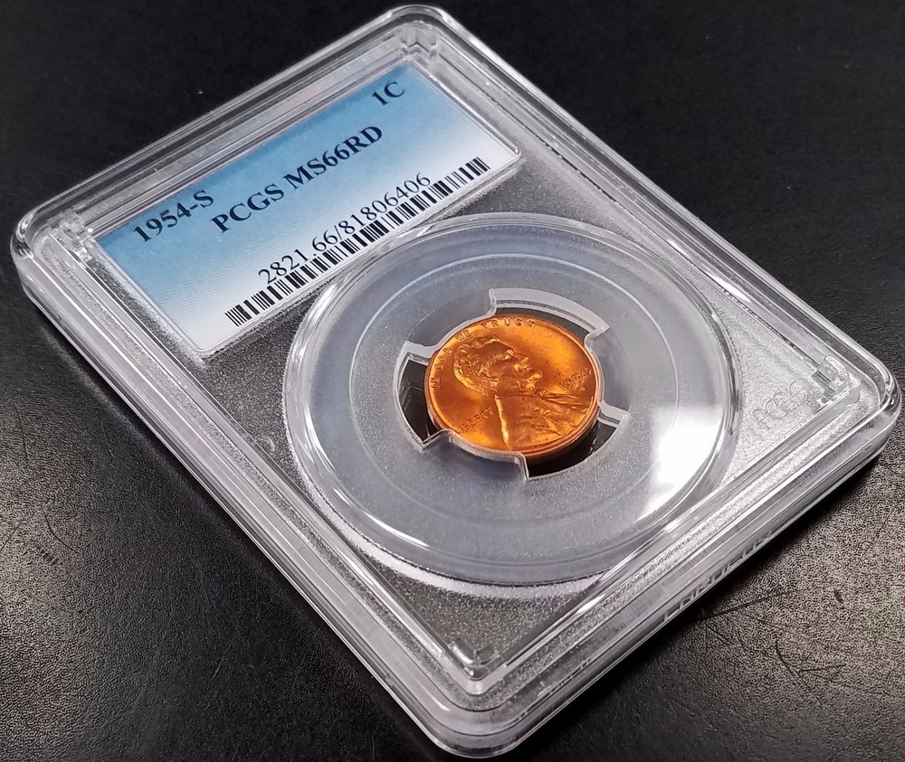 1954 S Lincoln Cent certified MS 66 RD by PCGS!