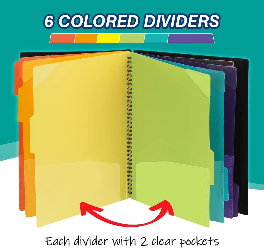 12 Pocket Poly Project Organizer, Spiral Multi Pocket Folder Organizer, Multi-Su