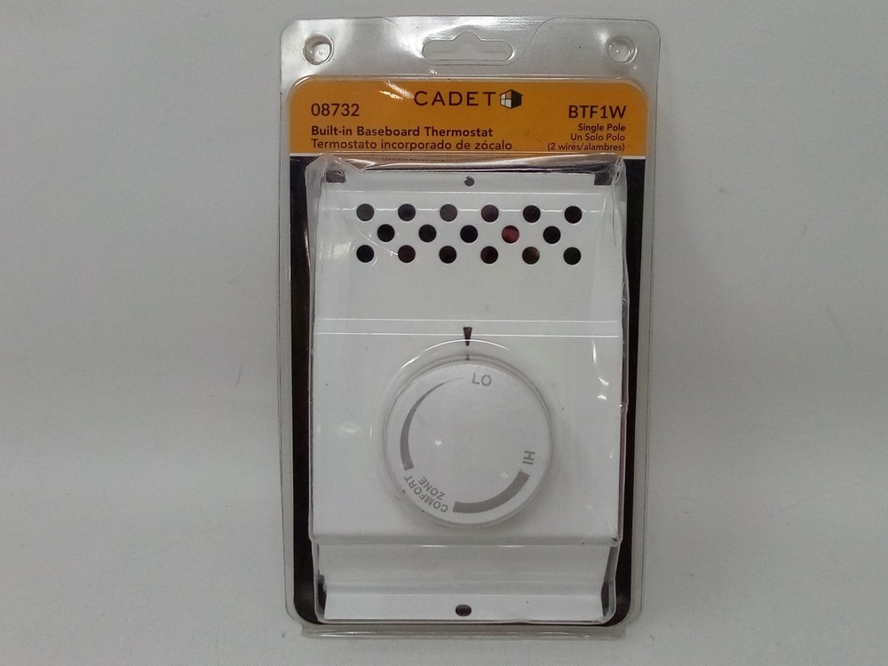 Cadet Single Pole Built-In Thermostat Kit BTF1W for Baseboard Heaters