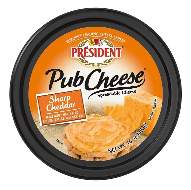Pub Cheese by President Sharp Cheddar Spreadable Cheese and Dip, 16 oz.