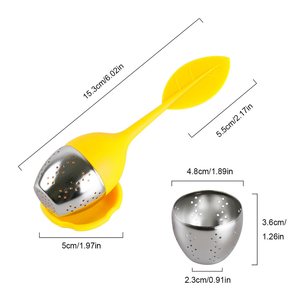Food Silicone Tea Infuser Strainers Stainless Herbal Spice Filter Diffuser 2PCS