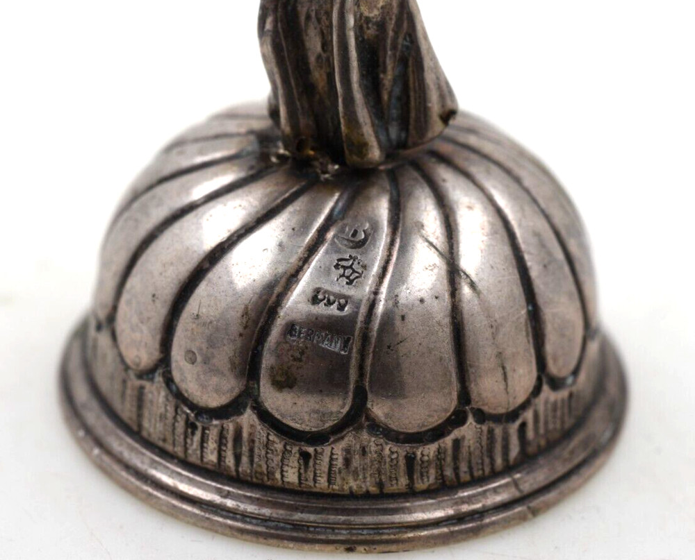 800 Silver Antique Dinner Bell Germany Figural Handle