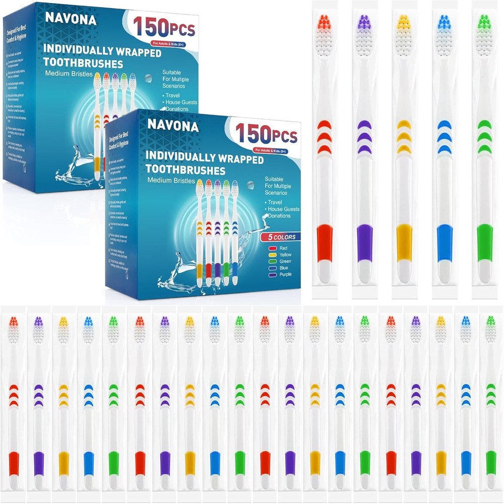 Premium Toothbrushes Bulk, Indivily Wrapped Toothbrushes,