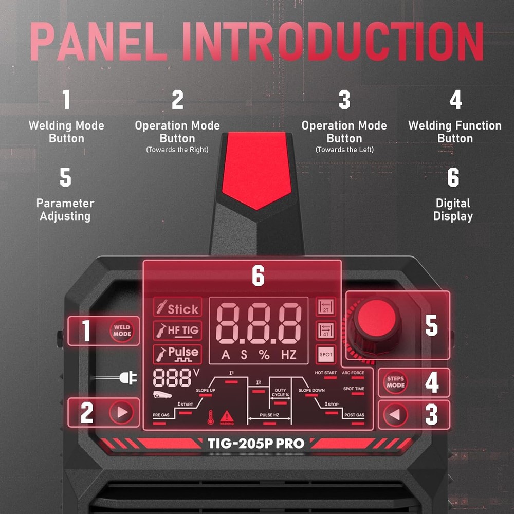 205A TIG Welder Pulse Dual Voltage Welding Machine