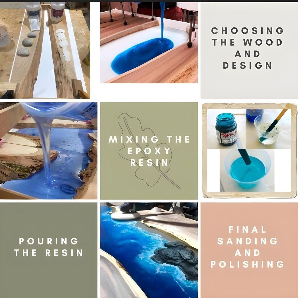 Handmade Ocean Epoxy Resin Table – Blue Wave Beach Coffee Table