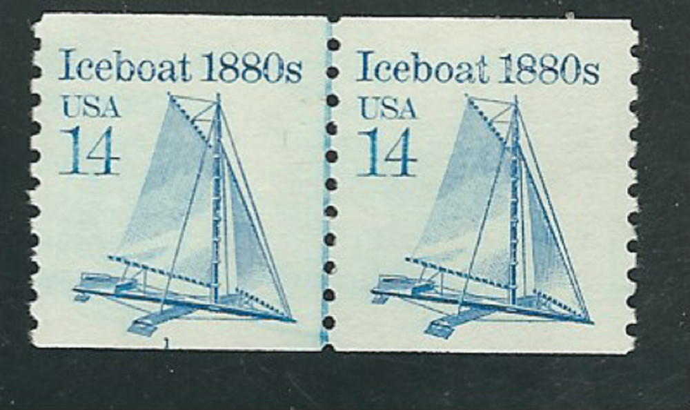 Scott #2134...14 Cent....Iceboat...Joint Line Pair